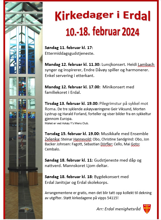 Kirkedager i Erdal - bygdekonsert (februar 2024)